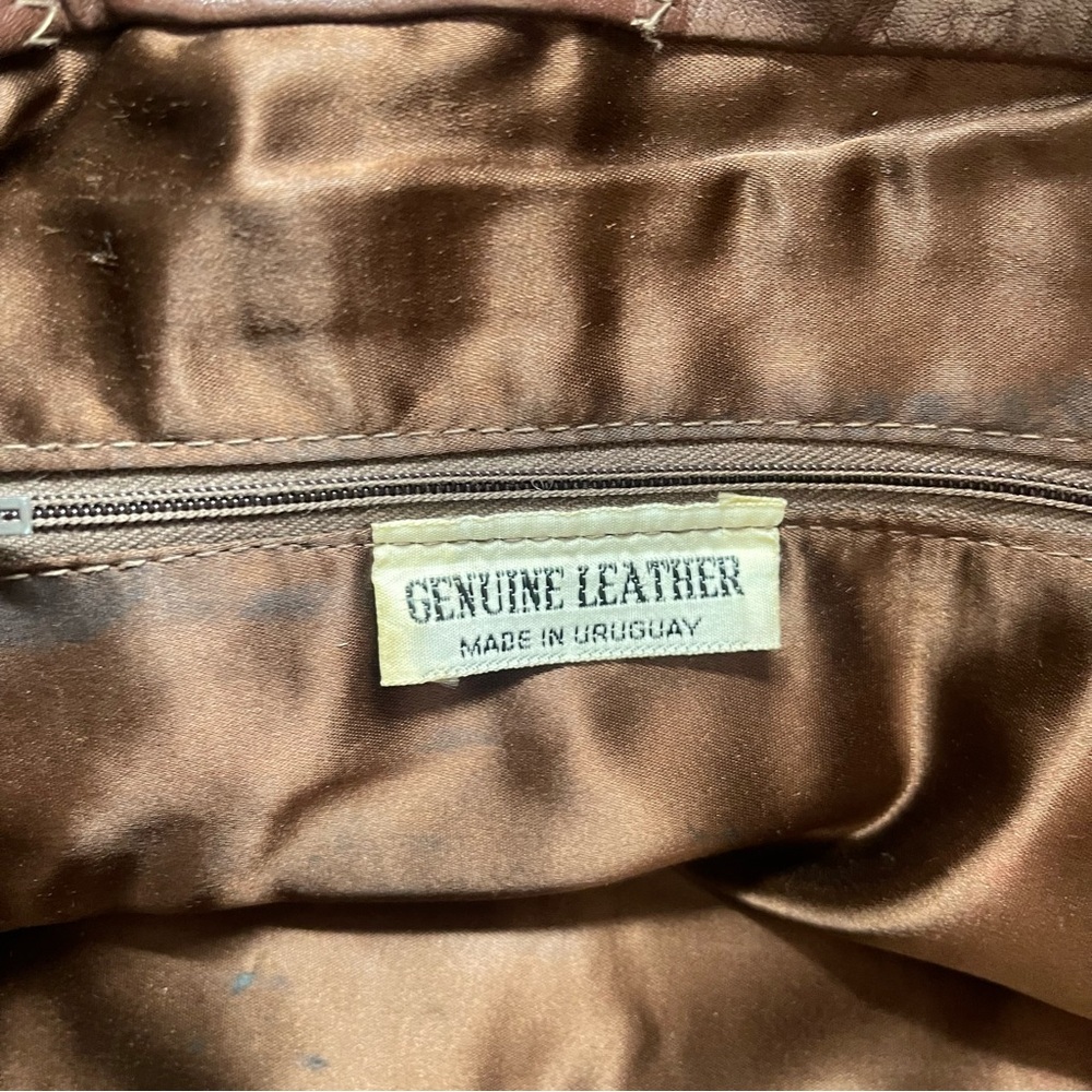 Vintage Uruguay Leather Patchwork Hobo Bag | Early 2000s | Brown Artisan Leather - Picture 7 of 10